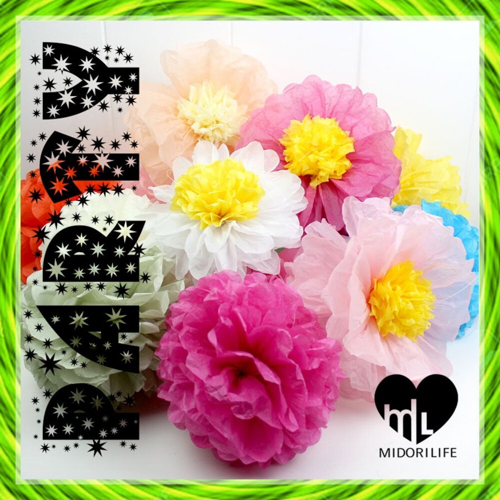 UNBRANDED Tissue Paper Pom Pom Flower Puff Decorations (56 pieces)